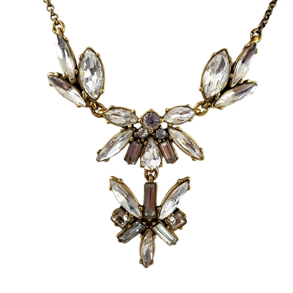 J. Crew statement necklace art deco brilliant rhinestones A0286 - Picture 5 of 6